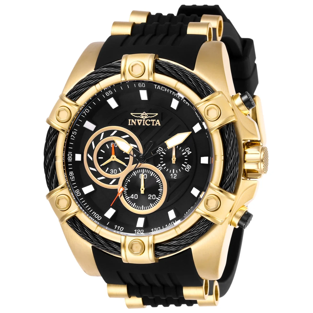 Invicta Bolt Girdex Watch - 52mm. Gold, Black (26818) 52 mm kol saati