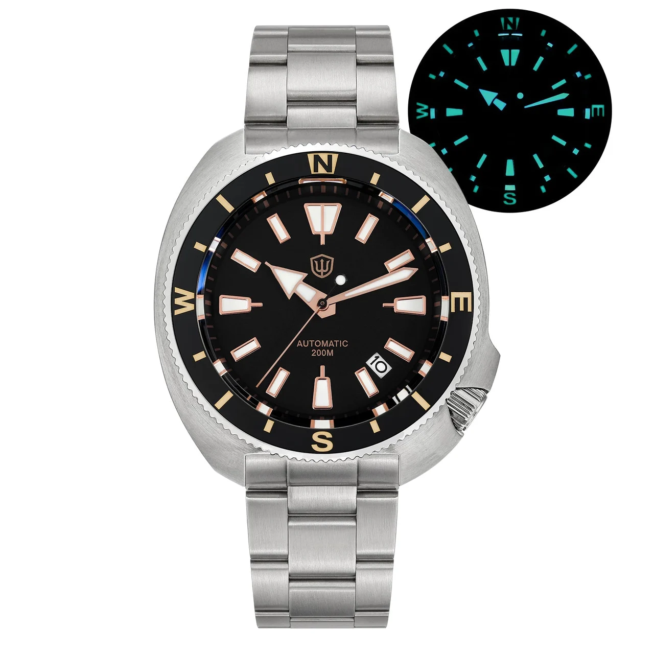 Watchdives Watchdives Watchdives-WD6105鲍鱼-黑面-三株钢 44 mm kol saati