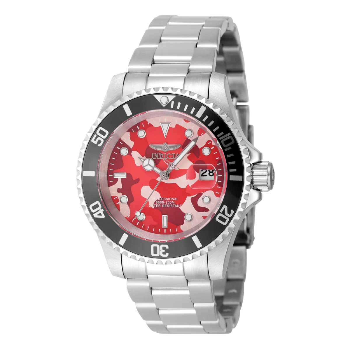 Invicta Pro Diver Quartz 3 Hand Camouflage, Pink Dial Watch (ZG-48568) kol saati