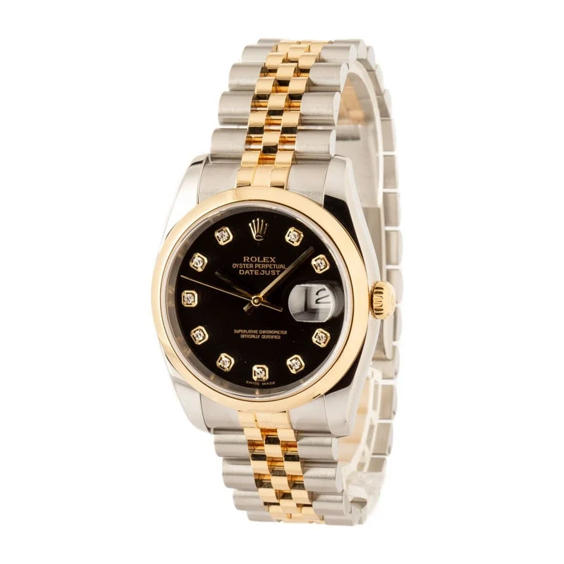 Rolex Datejust 116203 Black Diamond Dial 116203BKDO 36 mm kol saati