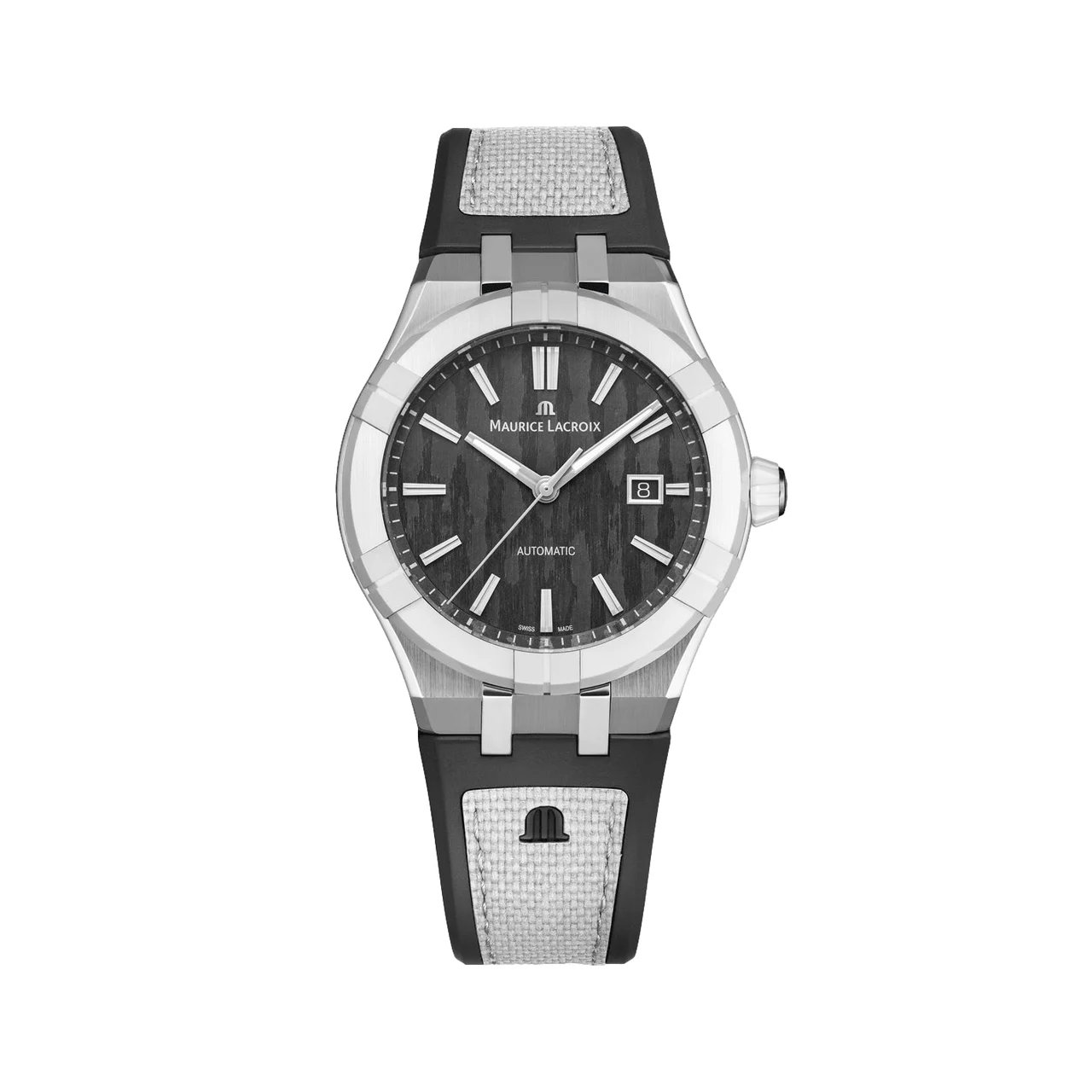 Maurice Lacroix Aikonic Automatic 43mm - Black Carbon on White and Black Rubber Strap AC6008-SSL70-330-2 43 mm kol saati