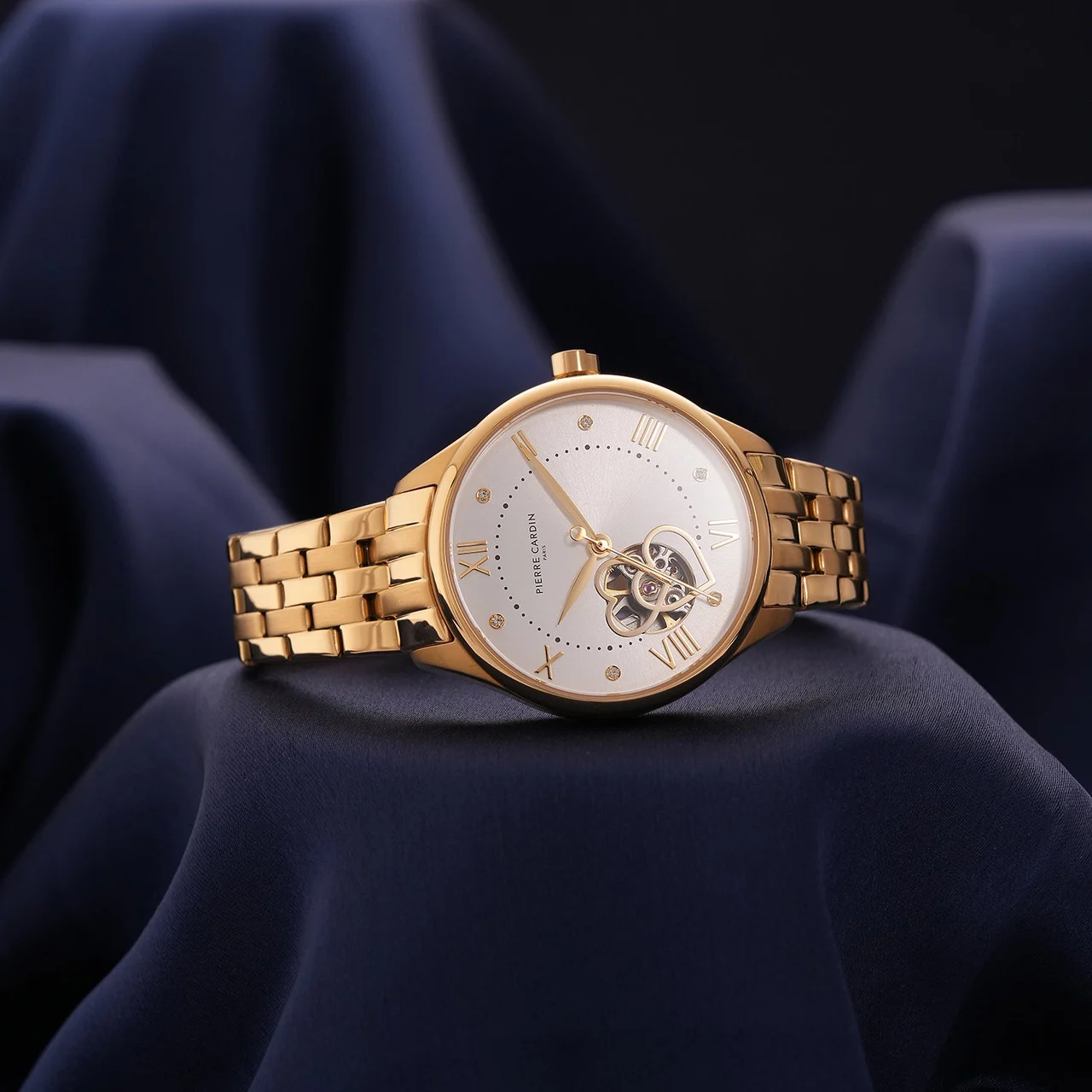 Pierre Cardin Mécanique Élégante 34.5mm - Gold with Gold Metal Strap CF.1034.MG.1 34.5 mm kol saati