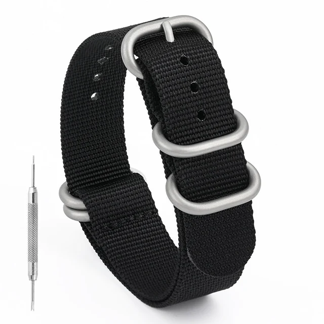 Wristfull Thick Premium Woven Nylon Military Watch Strap Band 9.5元尼龙E款 - 黑色 - 18mm kol saa