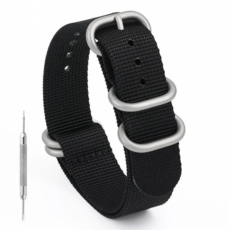 Wristfull Thick Premium Woven Nylon Military Watch Strap Band 9.5元尼龙E款 - 黑色 - 18mm kol saati