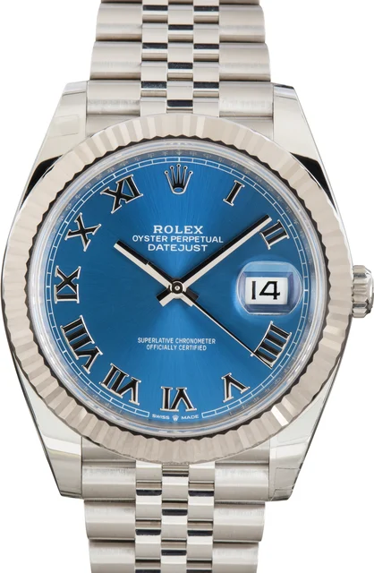 Rolex Blue Roman Dial Datejust 41 Ref 126334 Steel Jubilee M126334-0038 kol saati