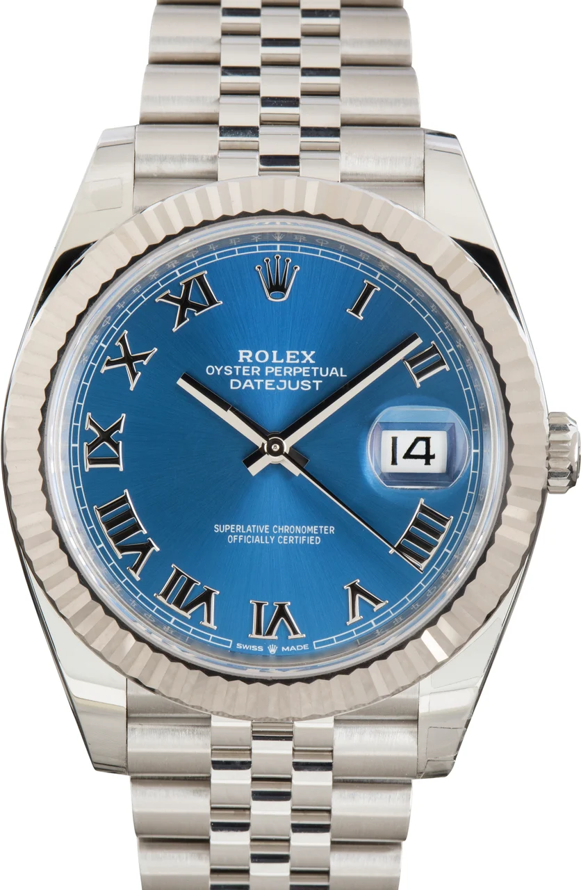 Rolex Blue Roman Dial Datejust 41 Ref 126334 Steel Jubilee M126334-0038 kol saati