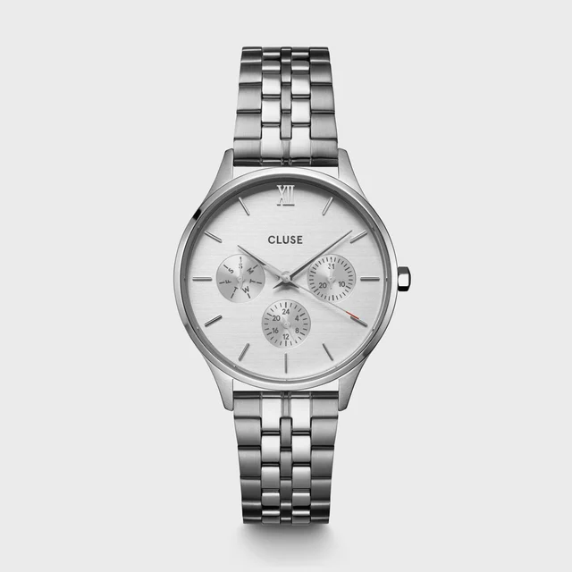 CLUSE Minuit Multifunction Watch Steel, Full Silver Colour CW10703 kol saati