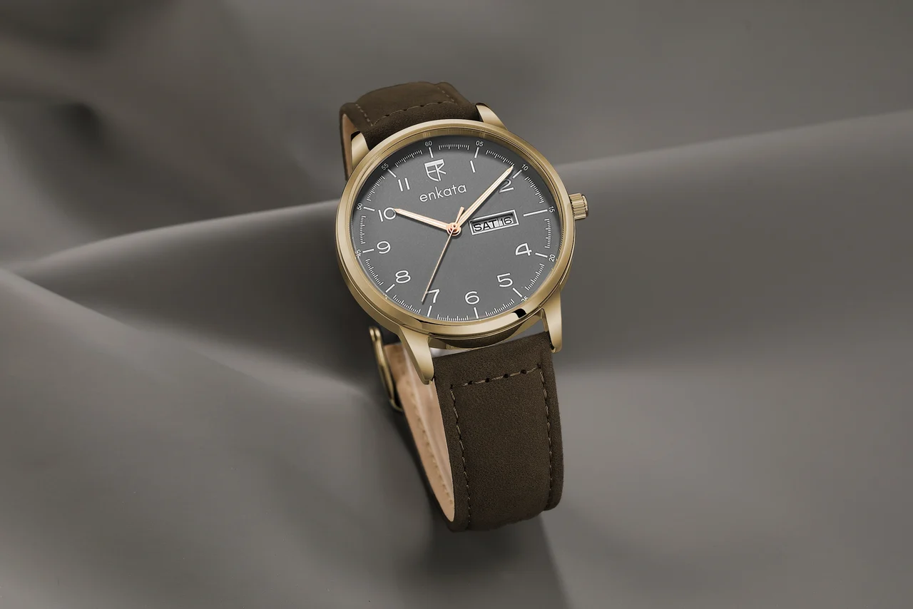 Enkatawatches Apus II Grey-D Brown L 40 mm kol saati