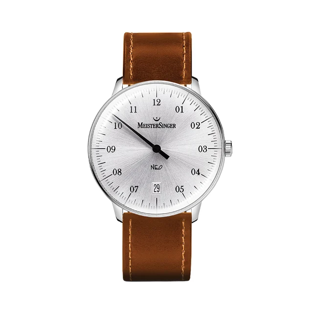 Meistersinger Neo Automatic 36mm - Silver on Cordovan Leather Strap NE901_SCF13 kol saati