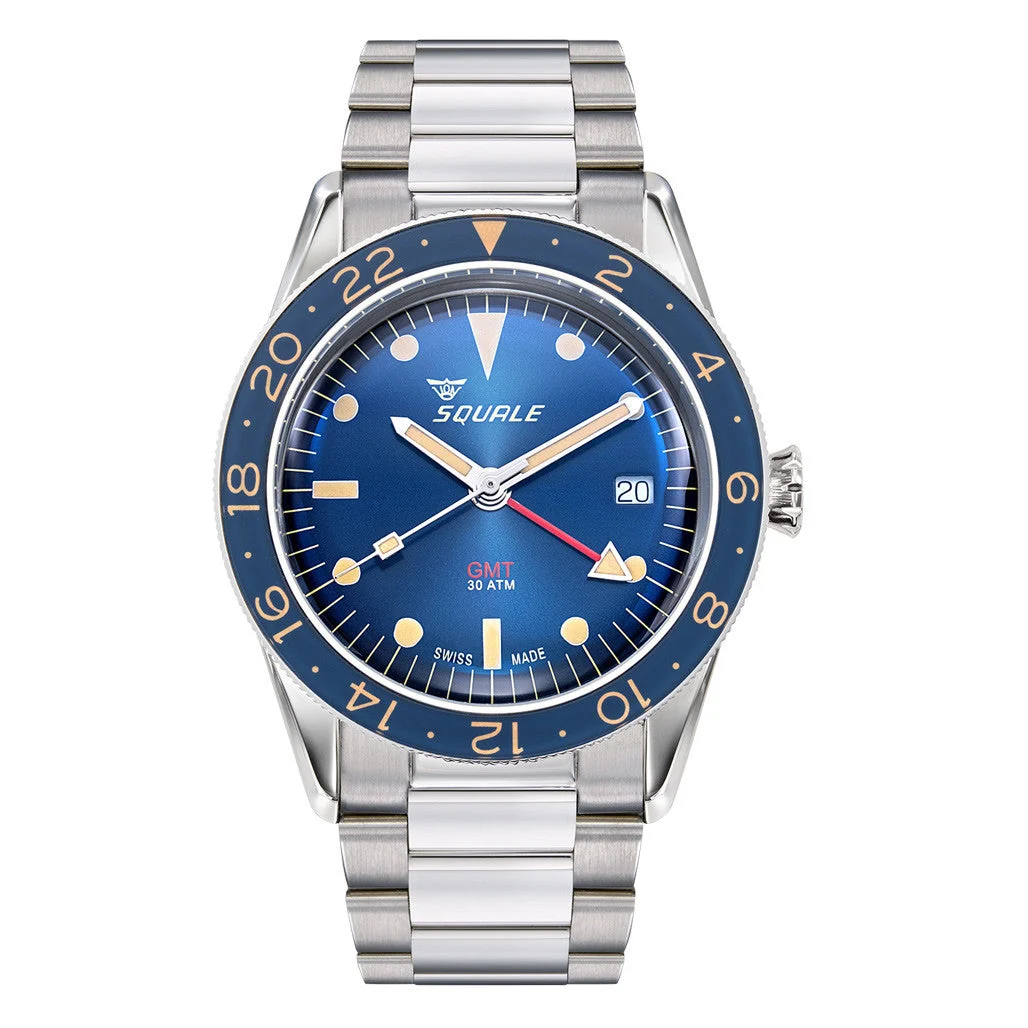 Squale Meter Swiss Automatic GMT-Dive Watch with Blue Dial and Bracelet #SUB-39GMTBL.BR22 kol saati