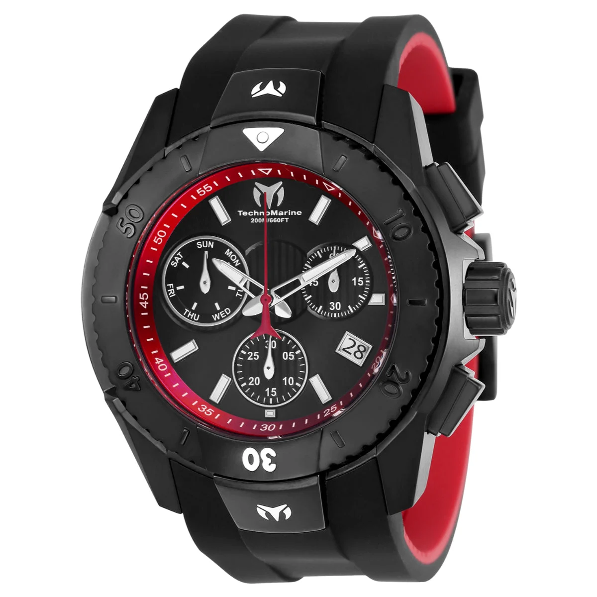Invicta TechnoMarine UF6 Swiss Ronda Z60 Caliber Watch - 48mm, Black, Red (TM-616002) 48 mm kol saati