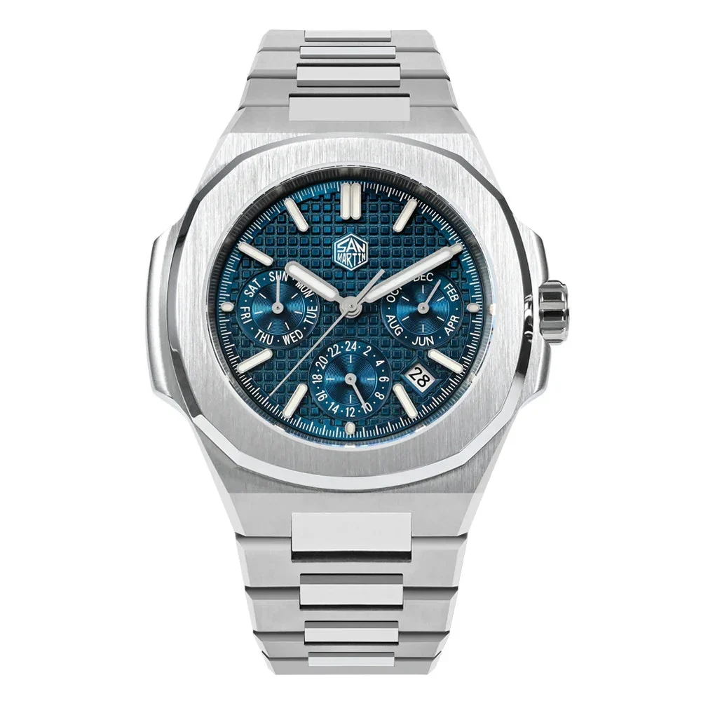 San Martin 35340350-light-blue-waffle-b2 43 mm kol saati