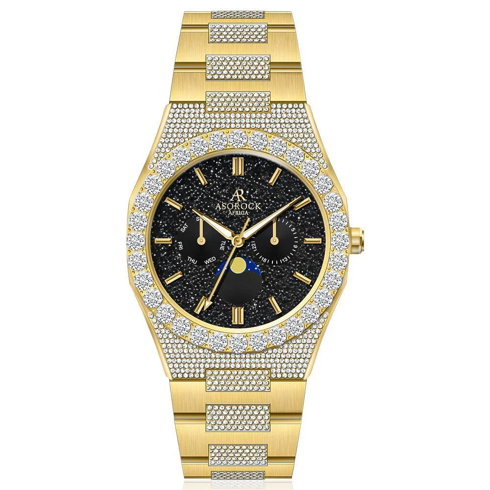 ASOROCK WATCHES Iced transporter - Big diamond bezel - Half iced strap 40 mm kol saati