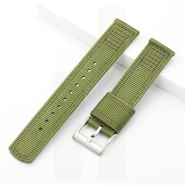 Wristfull Premium Quality Nylon Fabric Strap for Military Watch 20mm 22mm 快拆表带C款-C13-军绿色-2