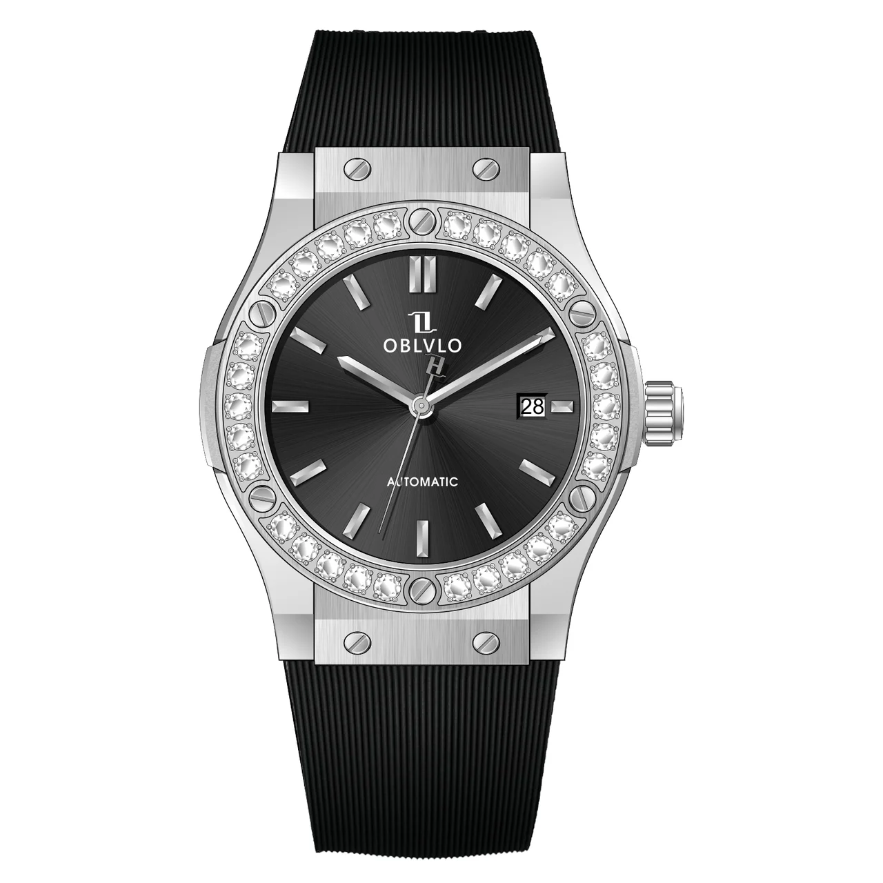 OBLVLO With Automatic ,black Dial HM-SIM-D-YB HM Series,42mm,Rubber With Automatic ,black Dial HM-SIM-D-YB 42 mm kol saati