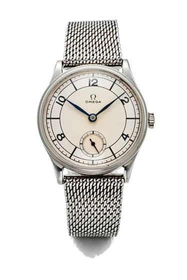 OMEGA OMEGA REF. 2318 / 5, ART DECO, TWO-TONE SECTOR DIAL; STAINLESS STEEL kol saati
