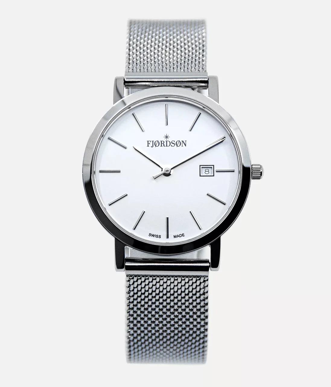 Fjordson White Dial With Metal Mesh Strap - Watch #9132 | White Dial With Metal Mesh Strap - Women's Watch 32 mm kol saati