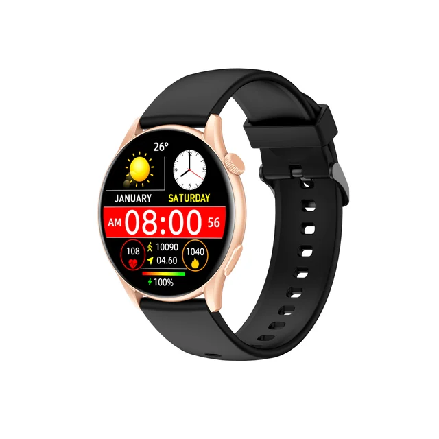 Montre Connectée AMOLED Rosegold Case with Black Rubber Strap PC219R.SM kol saati