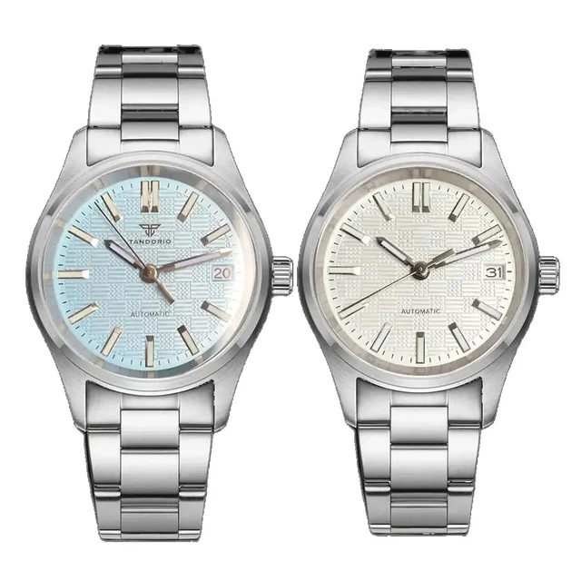 Tandorio Dress Watch NH35 Sapphire Luxury Pilot Watch 14:366#white-leather kol saati