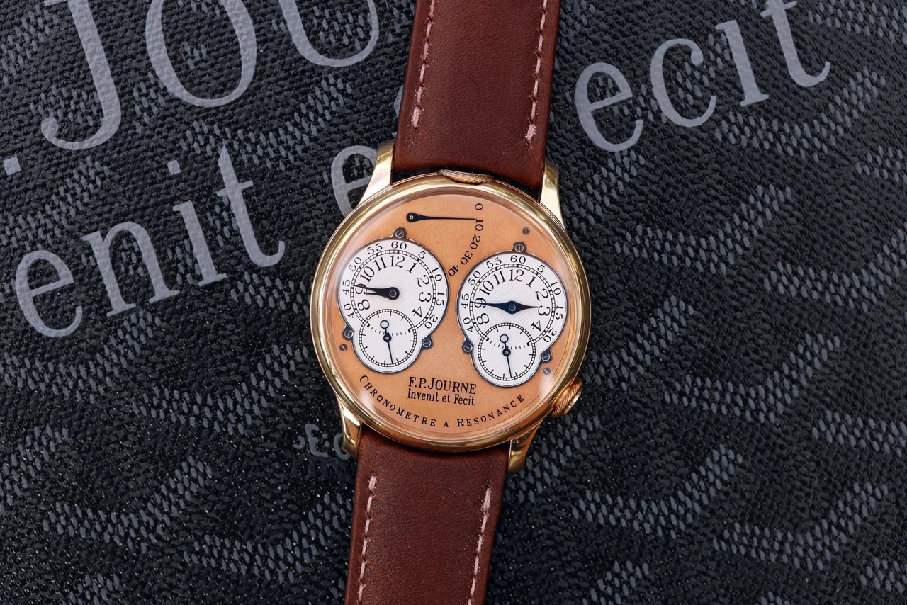 F.P. Journe Chronometre a Resonance ref. R “Brass, Salmon Di 38 mm kol saati