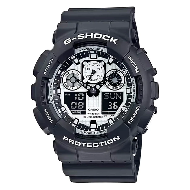 Casio G-Shock GA-100 Series in Black and White #GA100BW-1A kol saati