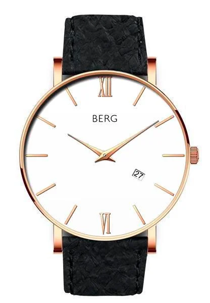 bergwatches Black RG Strap 40mm-RG-White w Black RG Strap 40 mm kol saati