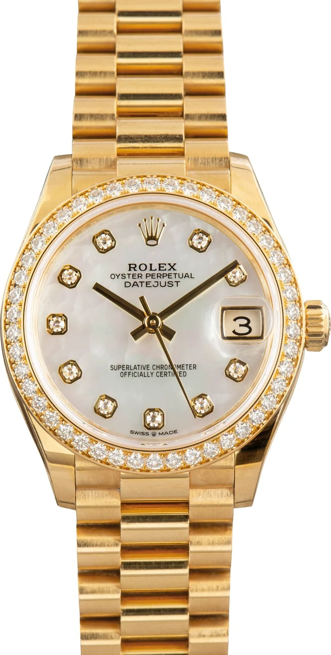 Rolex Datejust 31 Diamond Dial 278288 Yellow Gold 31 mm kol saati