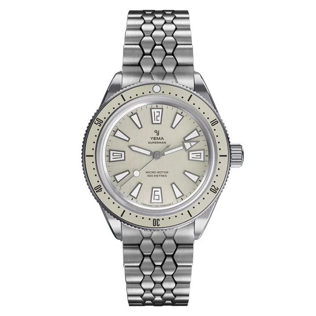 Yema Skin Diver CMM.20 with Beige Dial on Bracelet # -04 YEMA-04 kol saati