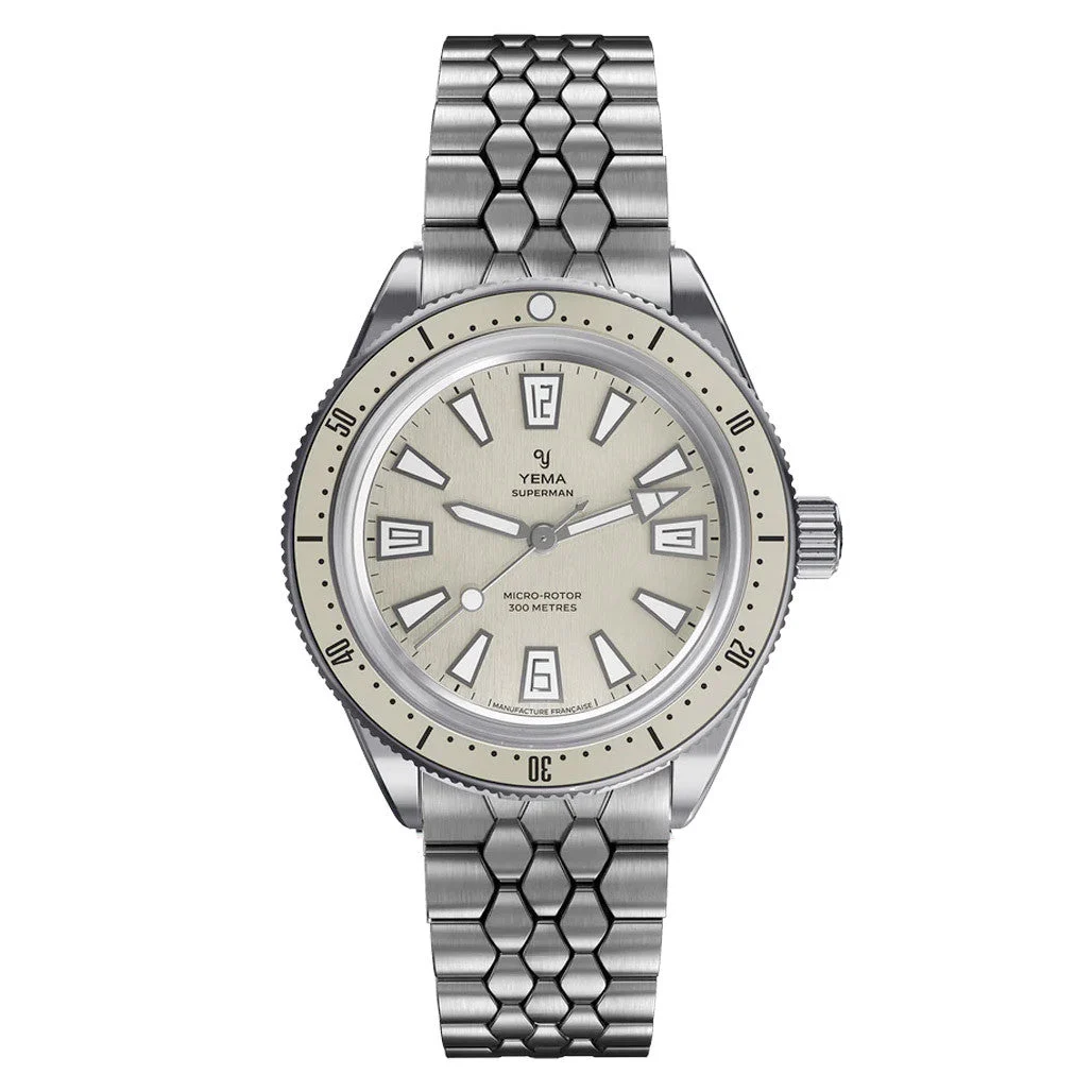 Yema Skin Diver CMM.20 with Beige Dial on Bracelet # -04 YEMA-04 39.5 mm kol saati