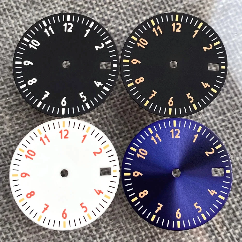 Tandorio Sterile Watch Dial Face for N H35 N H36 N H38 12 hours Numbers for Dive Pilot Watch 14:200025551#blue-date;200000046:201720836#for nh35 nh36 29 mm kol saati