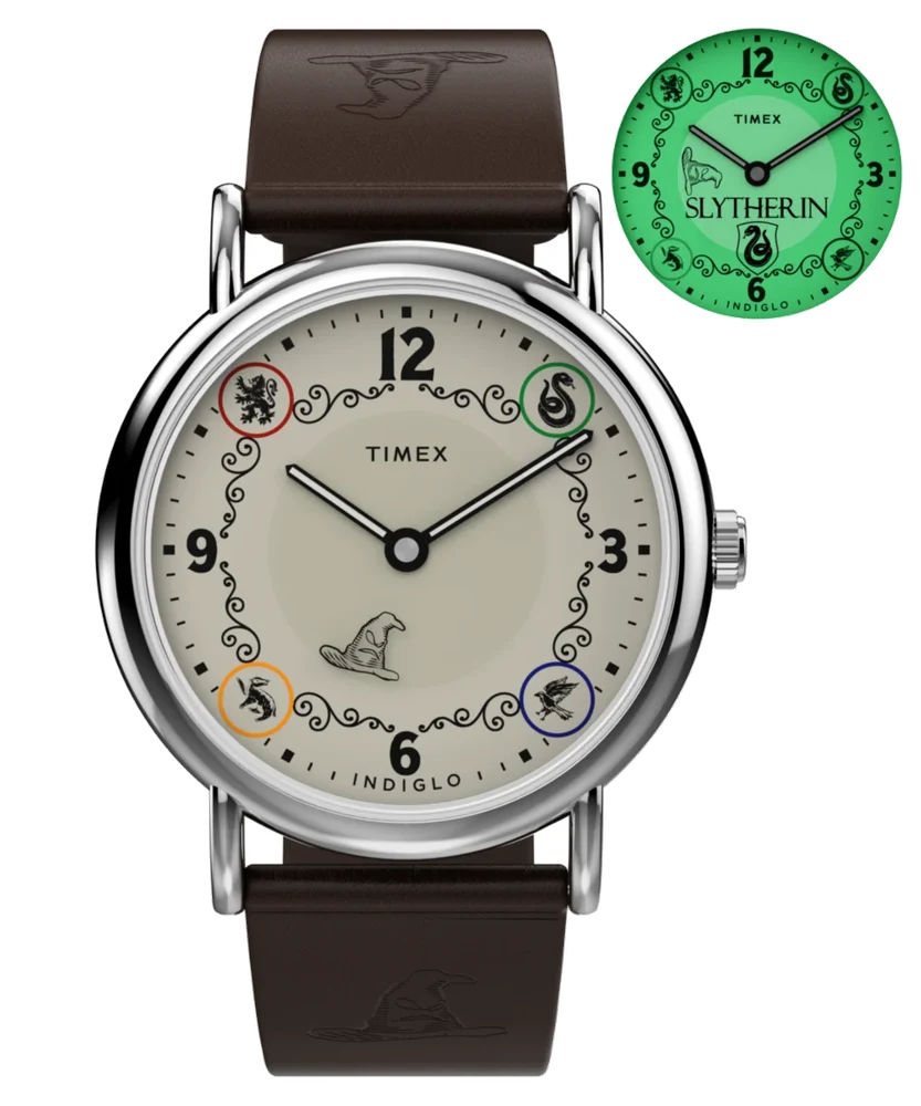 Timex Harry Potter x Weekender Slytherin House 38mm Leather Strap Watch TW2Y76400 38 mm kol saati