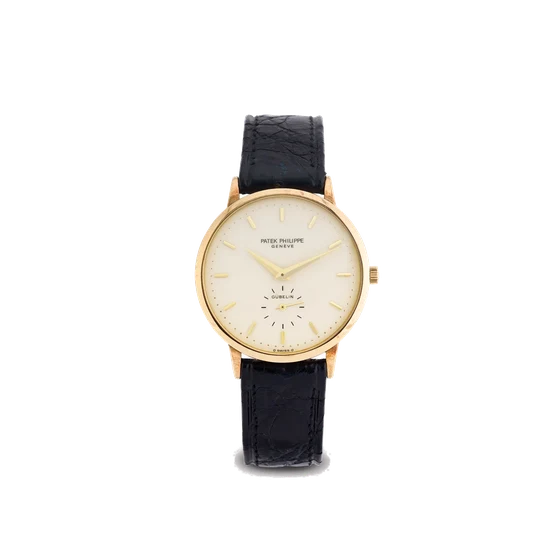 Patek Philippe Ref. 3893, “porcelain” enamel dial; 18K yellow gold kol saati