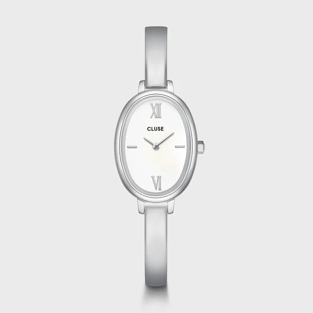 CLUSE L'Ovale Watch Steel, White, Silver Colour CW16102 kol saati