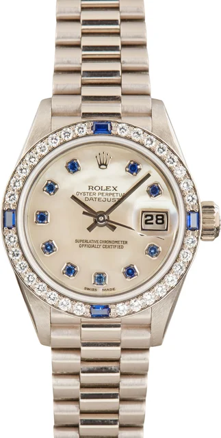 Rolex Datejust 69089 18k White Gold President kol saati