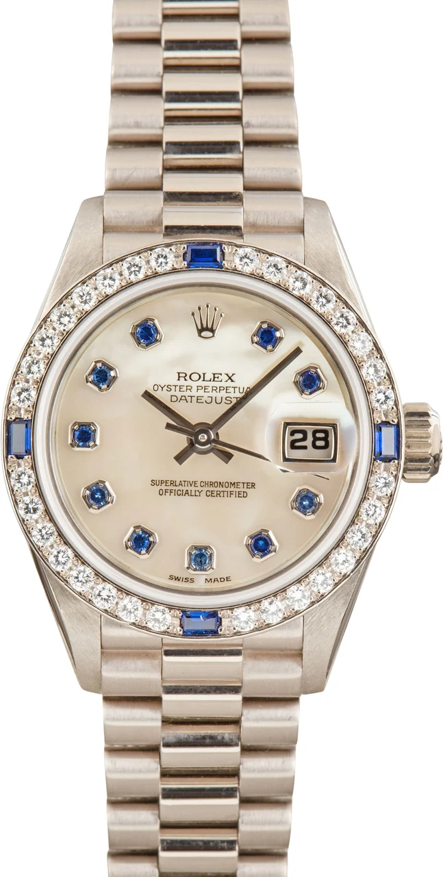 Rolex Datejust 69089 18k White Gold President kol saati