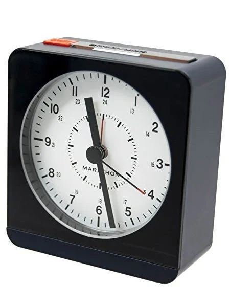 Marathon Alarm Clock with White Dial, Silent Movement, and Auto-Sensing Night Light #CL030053BL kol saati