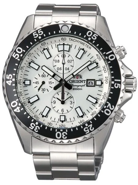 Orient Captain Quartz Sport Chronograph with Stainless Steel Bracelet #TT11003W kol saati