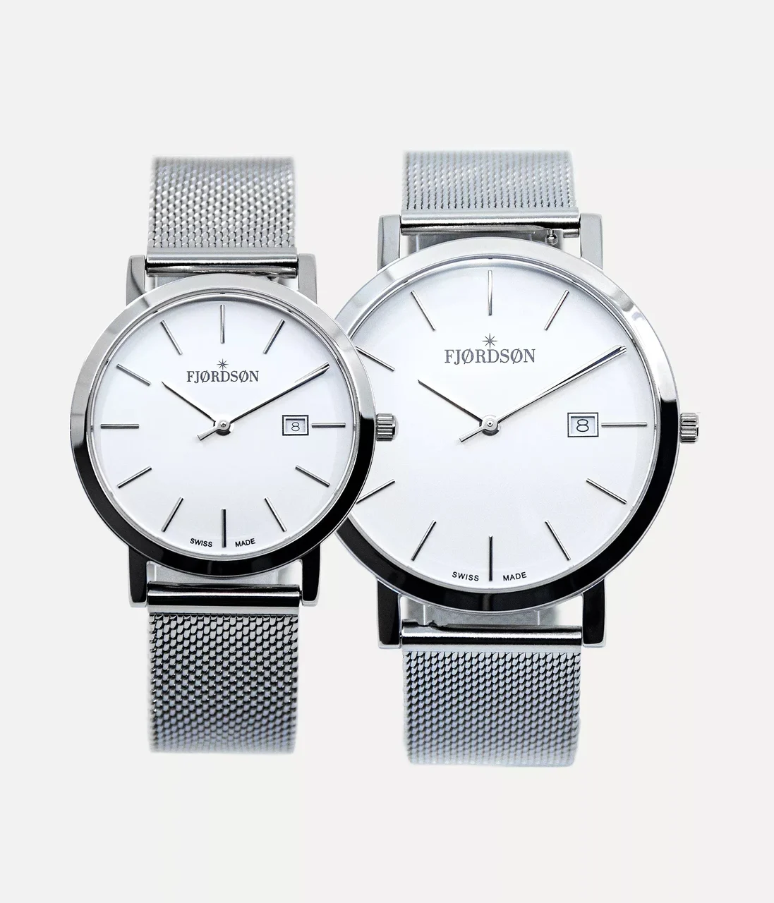 Fjordson White Dial With Metal Mesh Strap - Matching Couple Wat #91 | White Dial With Metal Mesh Strap - Matching Couple Wat 32 mm kol saati