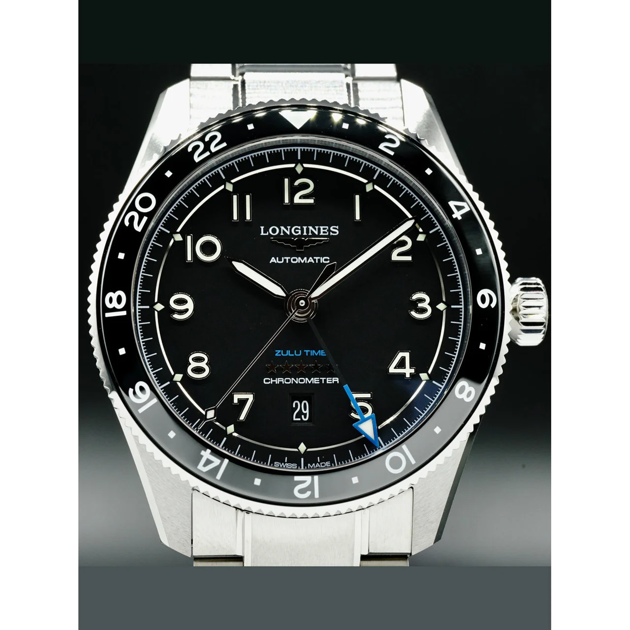 Longines Spirit Zulu Time Black Dial 210000043825 42 mm kol saati