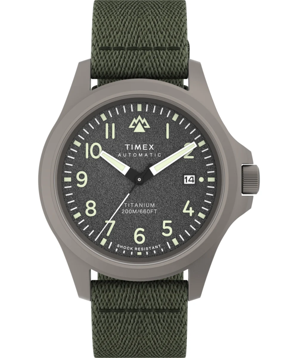 Timex Expedition® Field Post Titanium Automatic 41mm Recycled Fabric Strap Watch TW2V95300JR 41 mm kol saati