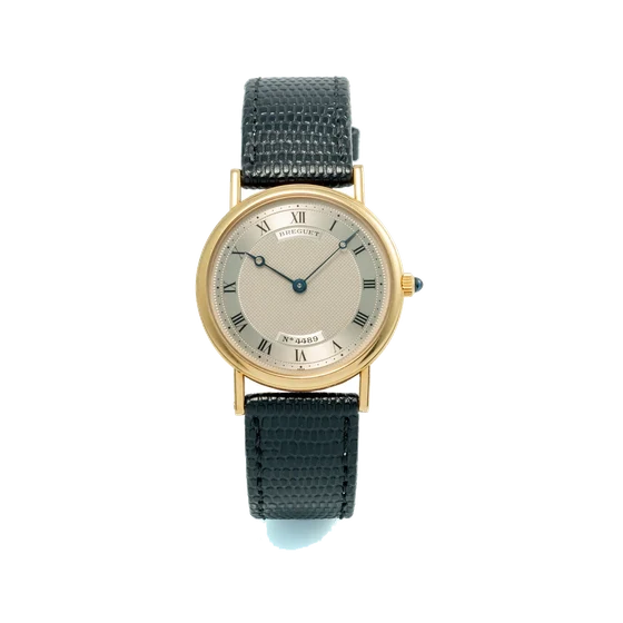 Breguet BREGUET REF. 5500, SILVER "GUILLOCHE" (ENGINED-TURNED) DIAL; "CLASSIC"; 18K YELLOW