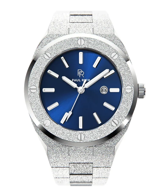 Paul Rich Silver Blue PR68Frosted Silver Blue kol saati