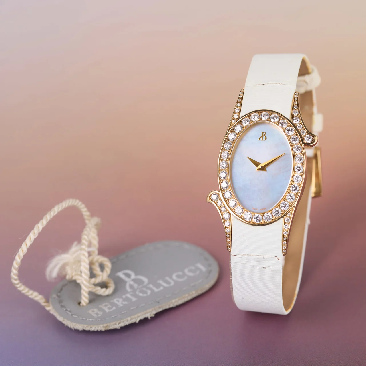 Bertolucci BERTOLUCCI, REF. HJ103.68.601, DIAMOND & MOP , NOS, 18K YELLOW GOLD kol saati