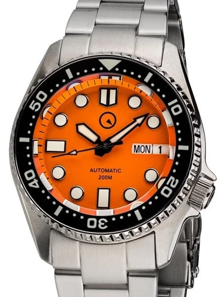 Islander Automatic Dive Watch with Solid-Link Bracelet, AR Sapphire Crystal, and Luminous Ceramic Bezel Insert #ISL-22 38 mm kol saati