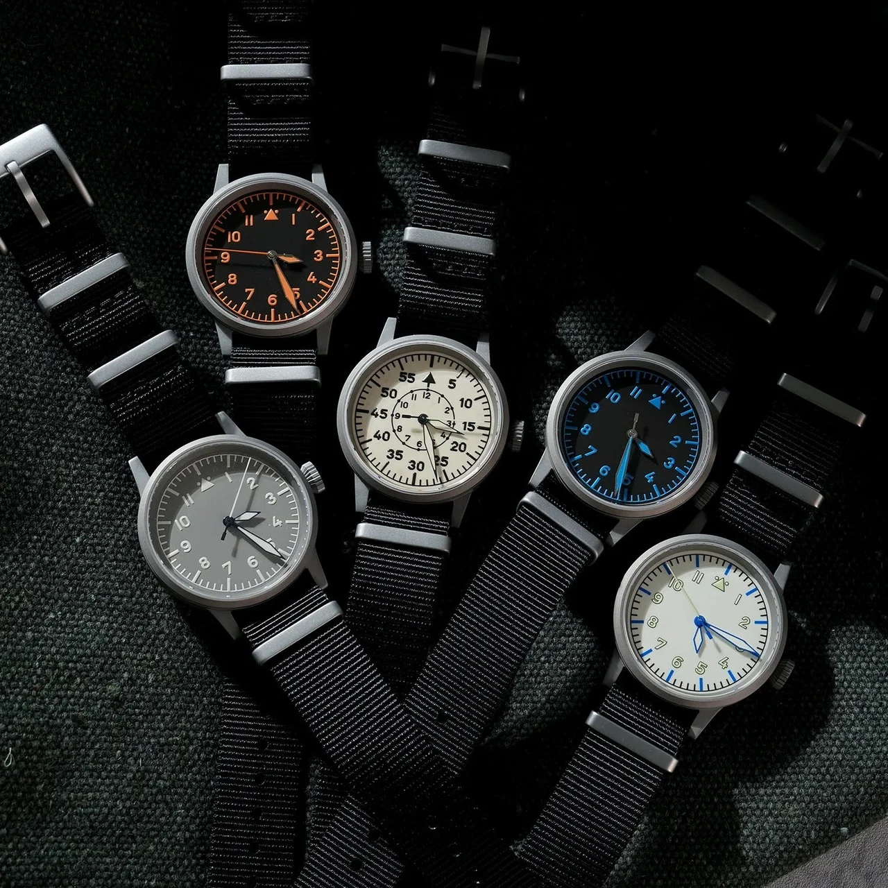 Cronos Watch Store Militado 37mm Sapphire Crystal Retro Flieger Pilot Watch ML10 V2 ML-ML10-黑橘盘-黑尼龙 43.9 mm kol saati