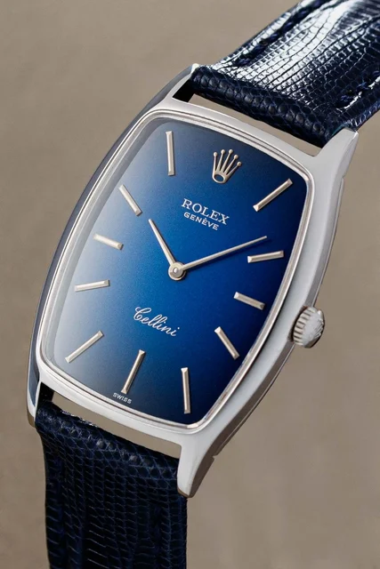 Rolex Cellini Ref.3807 Blue Vignette 18k WG kol saati