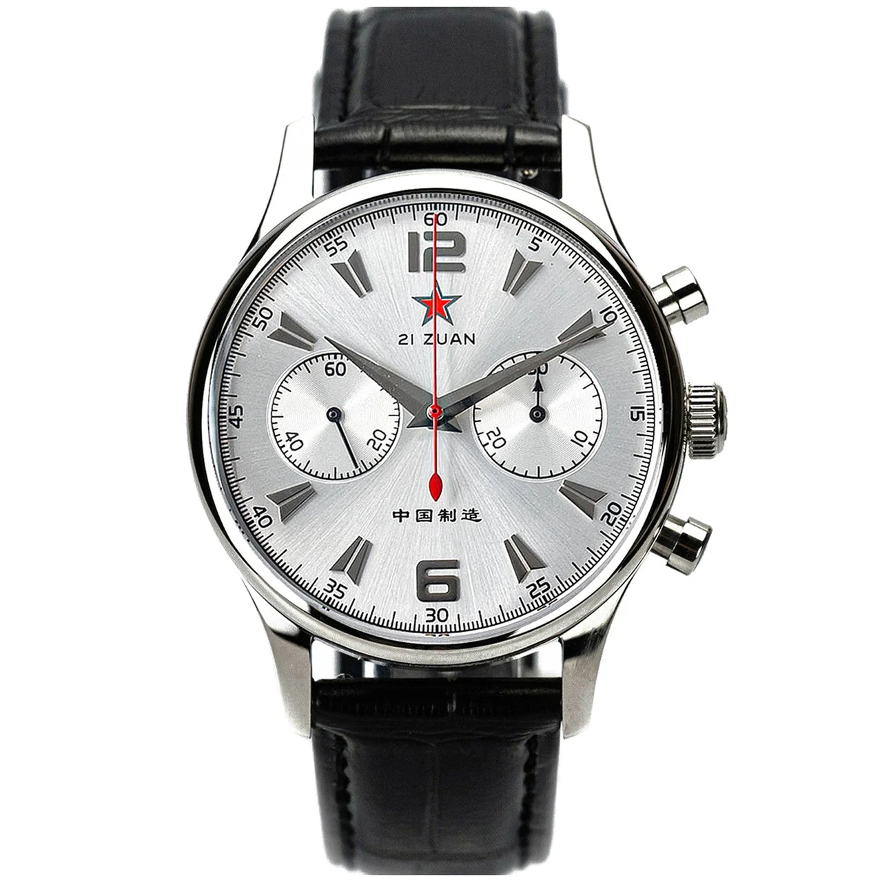 Sugess Sugess 387 五角星1963 银面 黑竹节纹带 40 mm kol saati