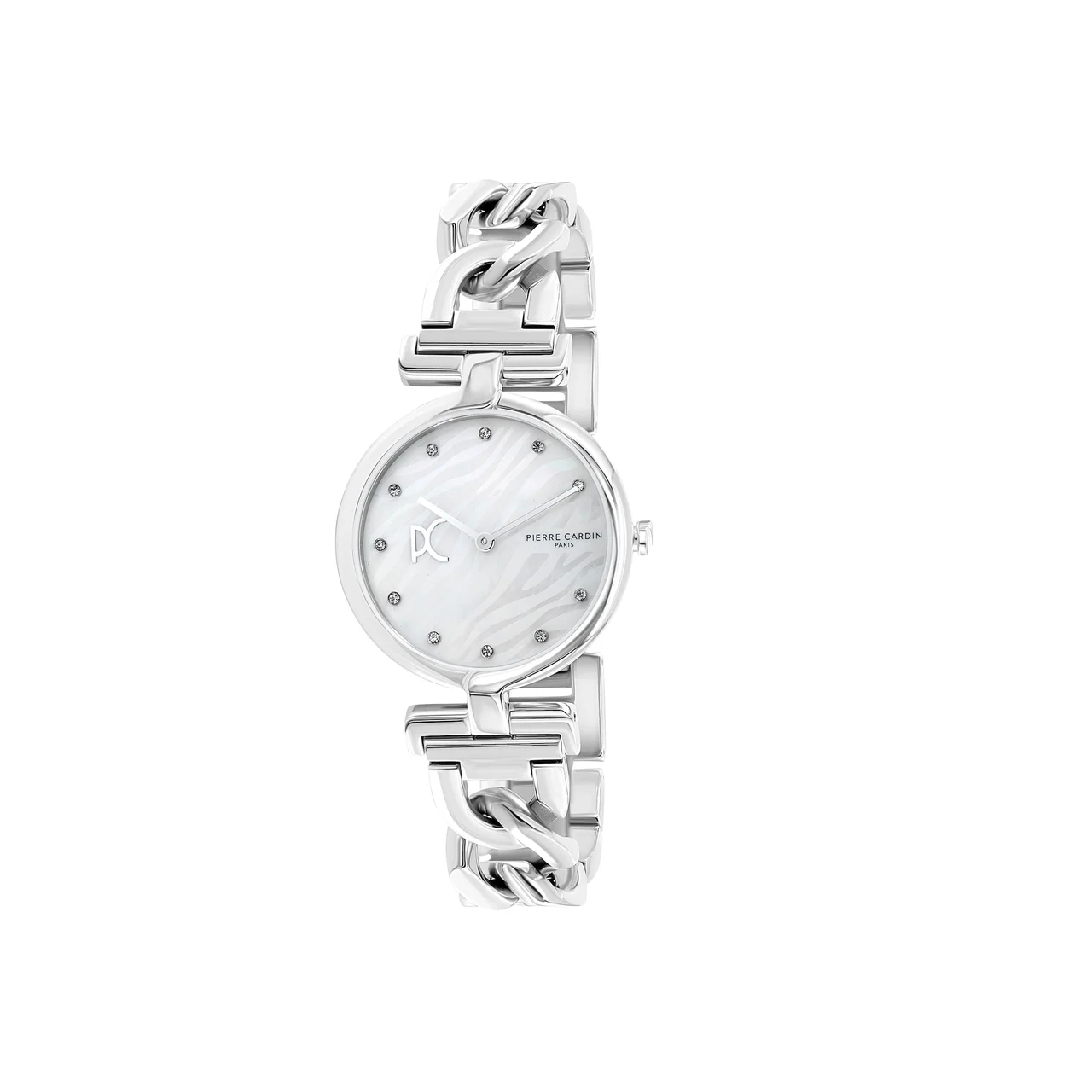 MADELEINE Mother of Pearl Look Silver Chain Link Metal Band Watch CMD.3545 34 mm kol saati