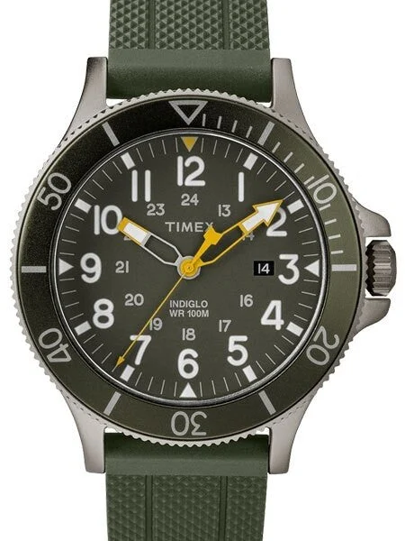 Timex Allied Coastline Quartz Watch with Green Dial and INDIGLO Night-Light #TW2R60800VQ k