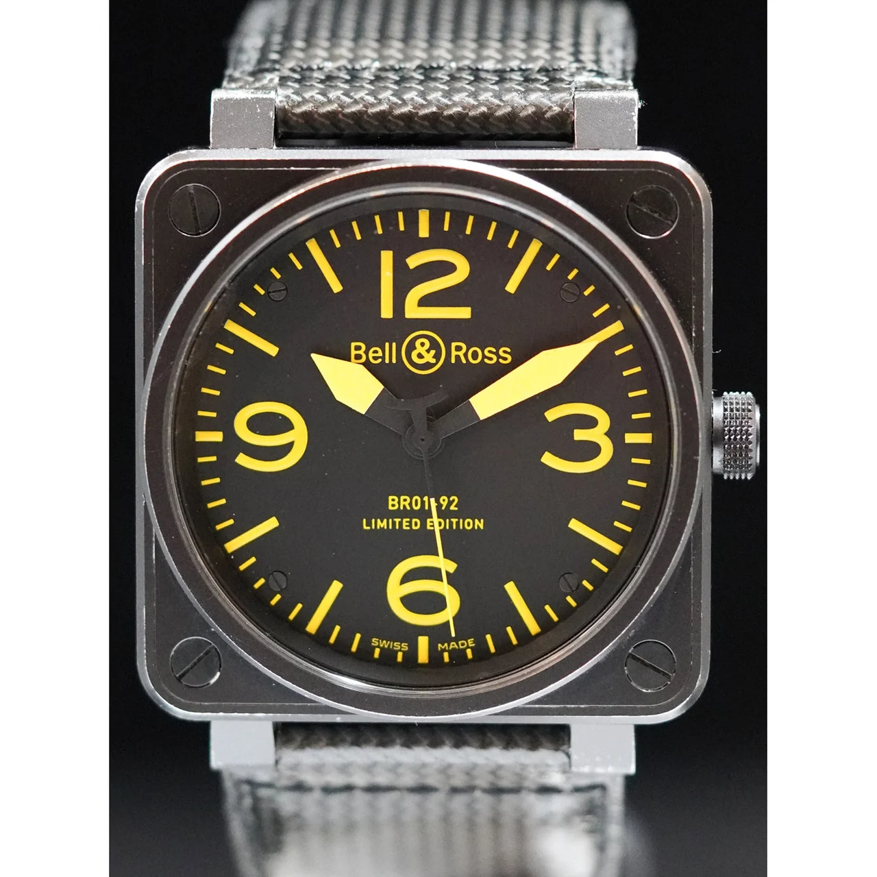 Bell & Ross Aviation Heritage Limited Edition Black & Yellow Dial POC210009N32217 46 mm kol saati